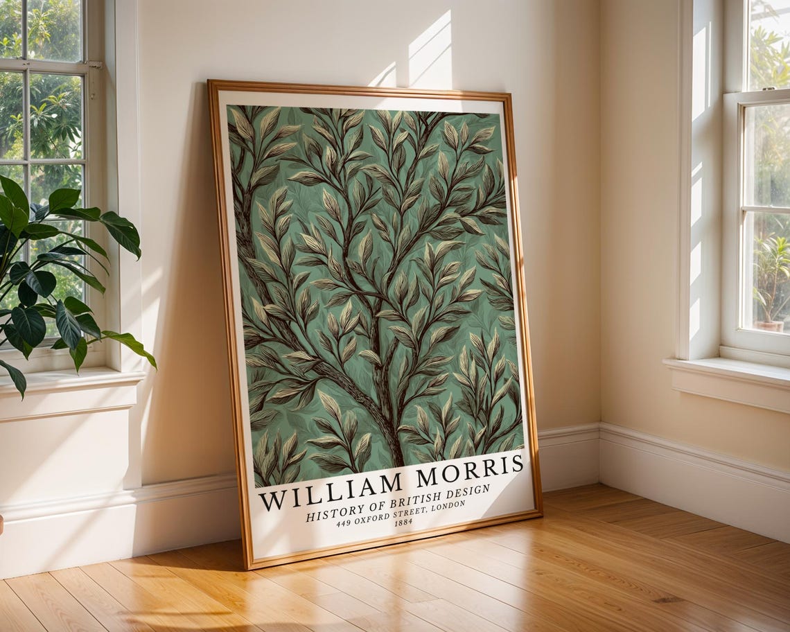 William Morris Sage Green Leaf Pattern British Design History Poster
