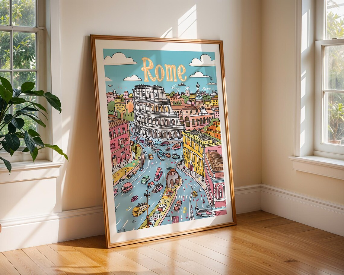 Rome Italy Poster, Colosseum Travel Poster