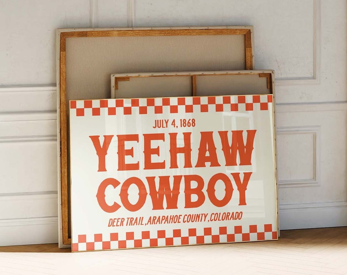 Yeehaw Cowboy July 4 1868 Colorado Retro Western Poster Wall Decor