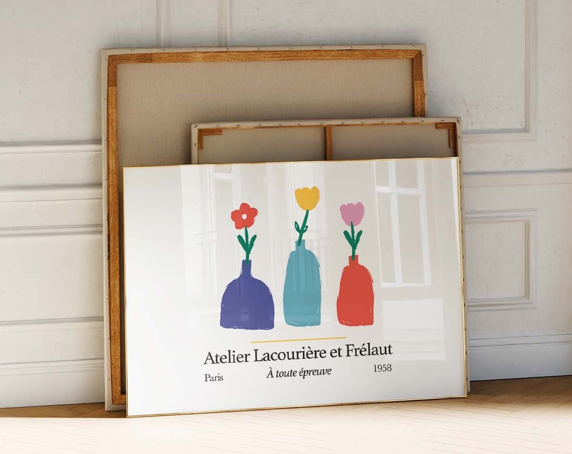 Atelier Lacourière et Frélaut Paris 1958 Floral Vase Art Poster