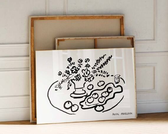 Henri Matisse Floral Still Life Ink Drawing Botanical Art Print