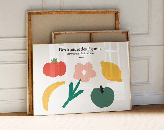 Des Fruits et des Legumes French Kitchen Fruit Poster Abstract Art
