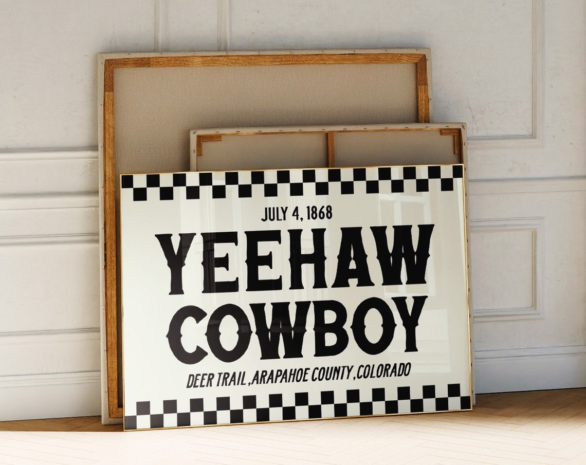 Yeehaw Cowboy July 4 1868 Deer Trail Colorado Checkerboard Poster