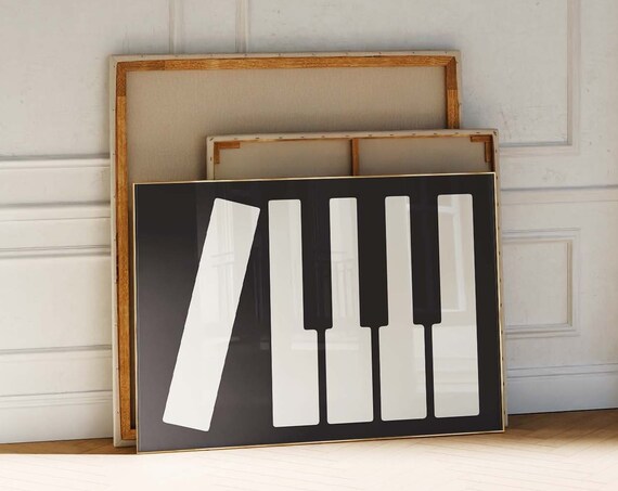 Piano Keys Abstract Black And White Modern Music Room Poster
