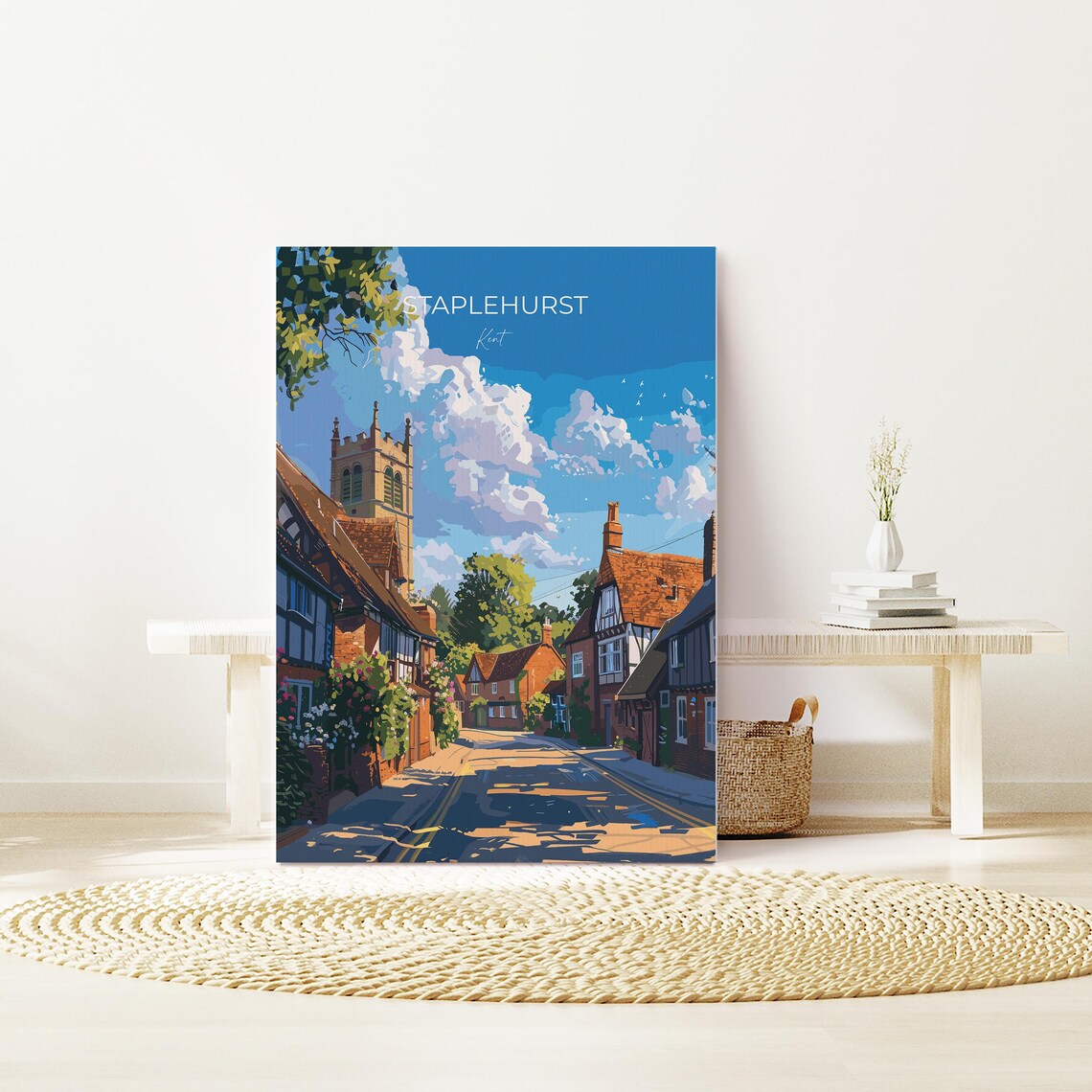 Staplehurst Kent Church Tower Village Street Sunny Day Travel Poster - Image 2