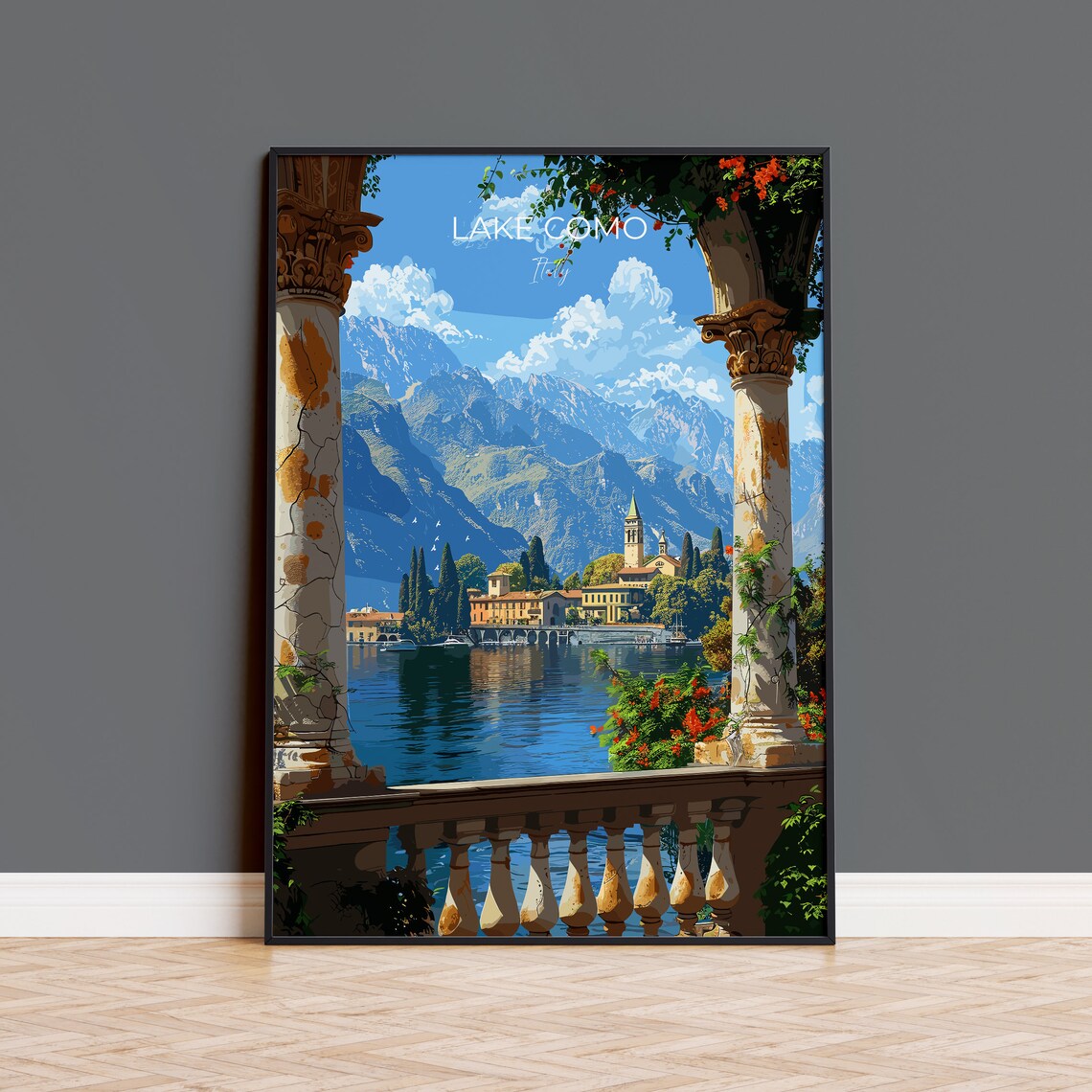Lake Como Travel Poster, Italy Lakes Art Print