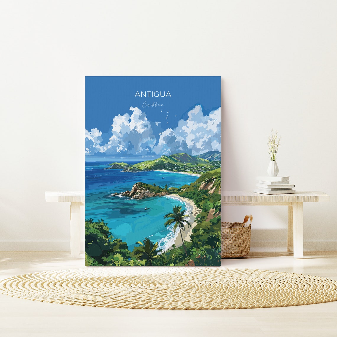 Antigua Travel Print Wall Art Travel Poster Of Antigua Caribbean Antigua Art Lovers Gift Caribbean Gift Wall Art Print - Image 2