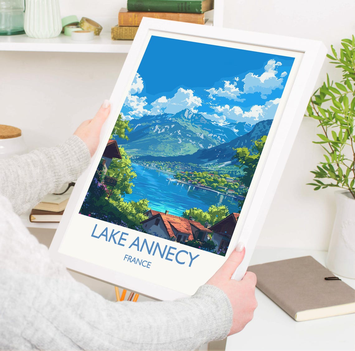 Lake Annecy Travel Poster Wall Art Travel Print Of Lake Annecy Lake Annecy Art Lovers Gift France French Lakes Art Gift - Image 3
