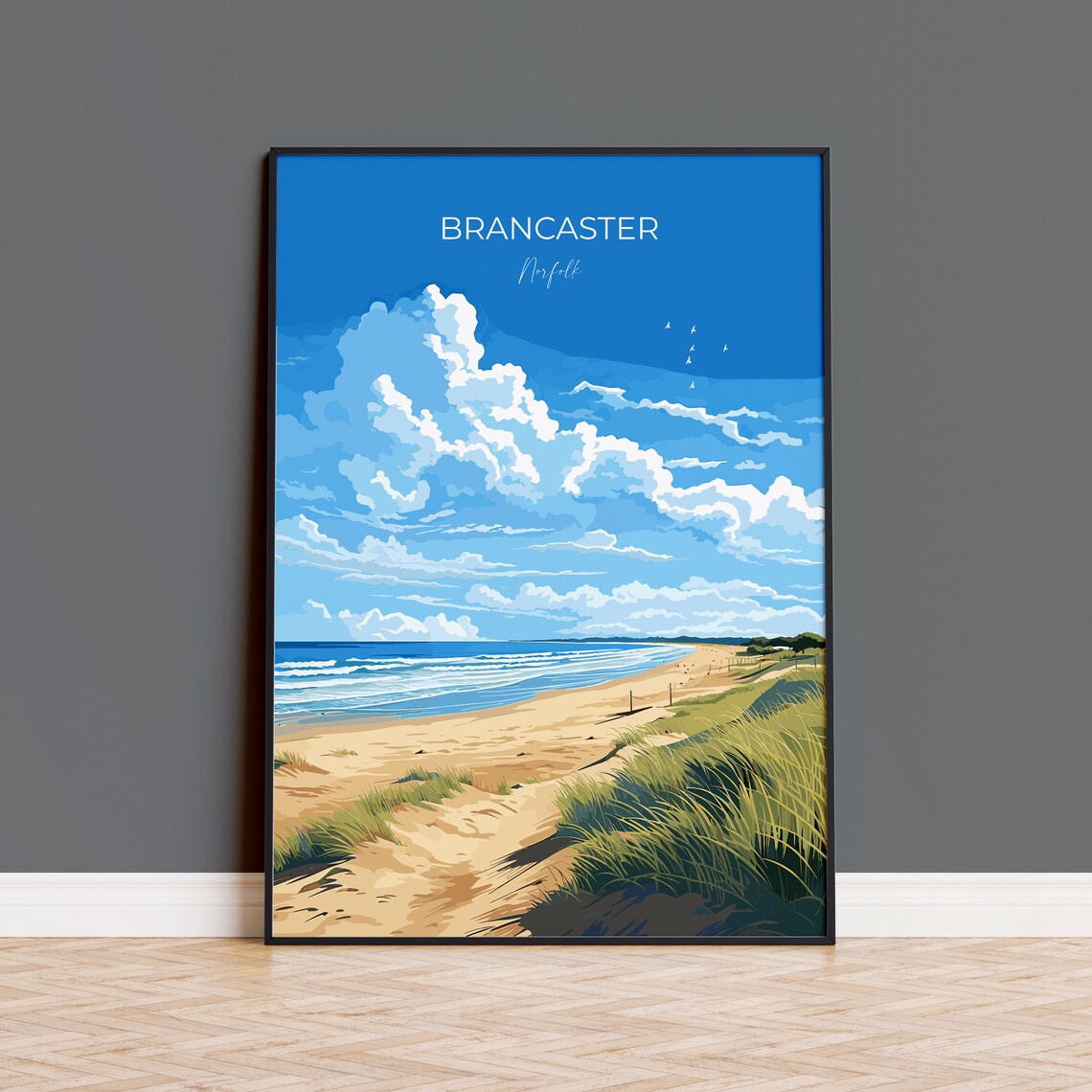 Brancaster Beach Travel Poster, Norfolk Art Print