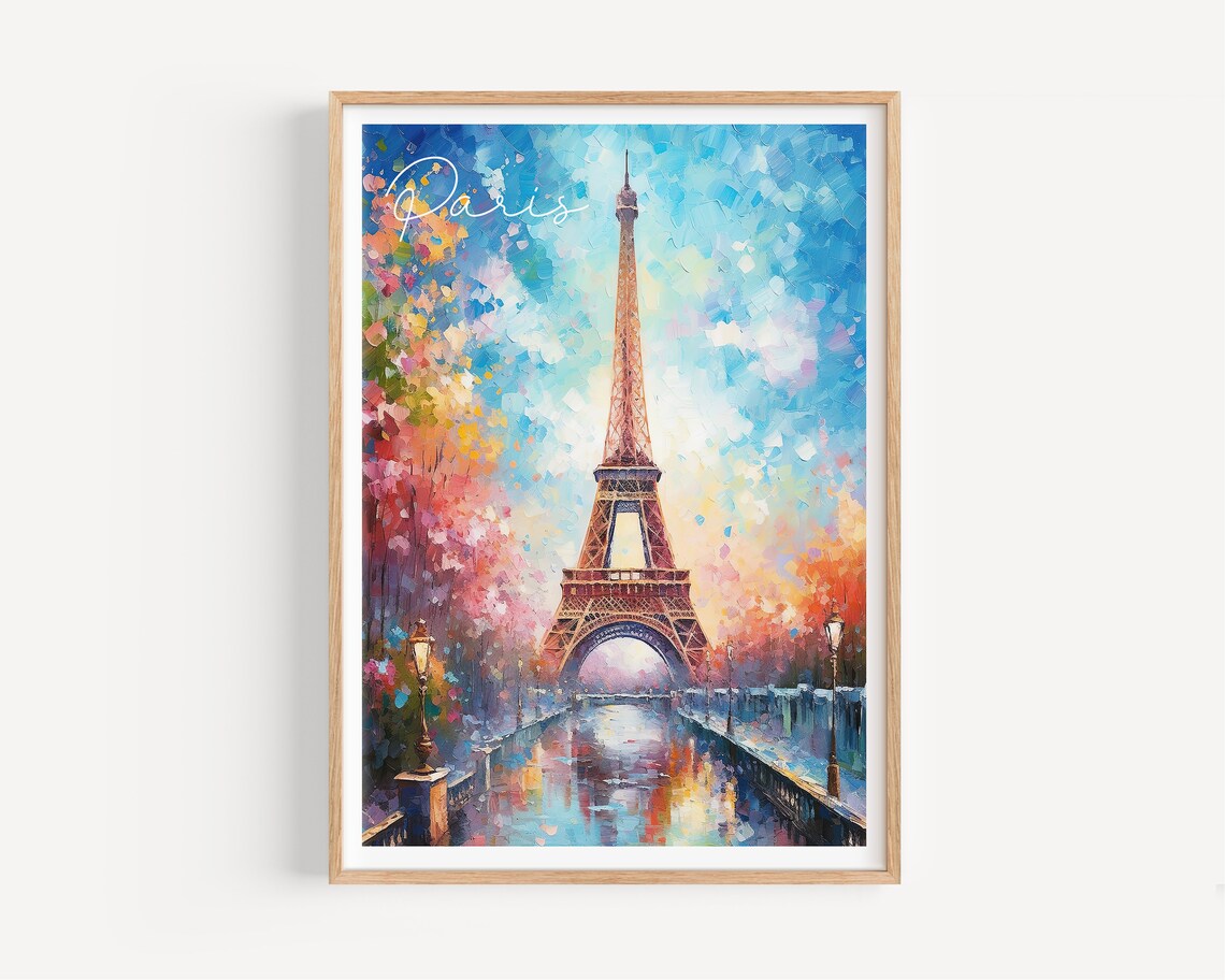 Eiffel Tower Impressionist Painting Paris France Oil Style Poster