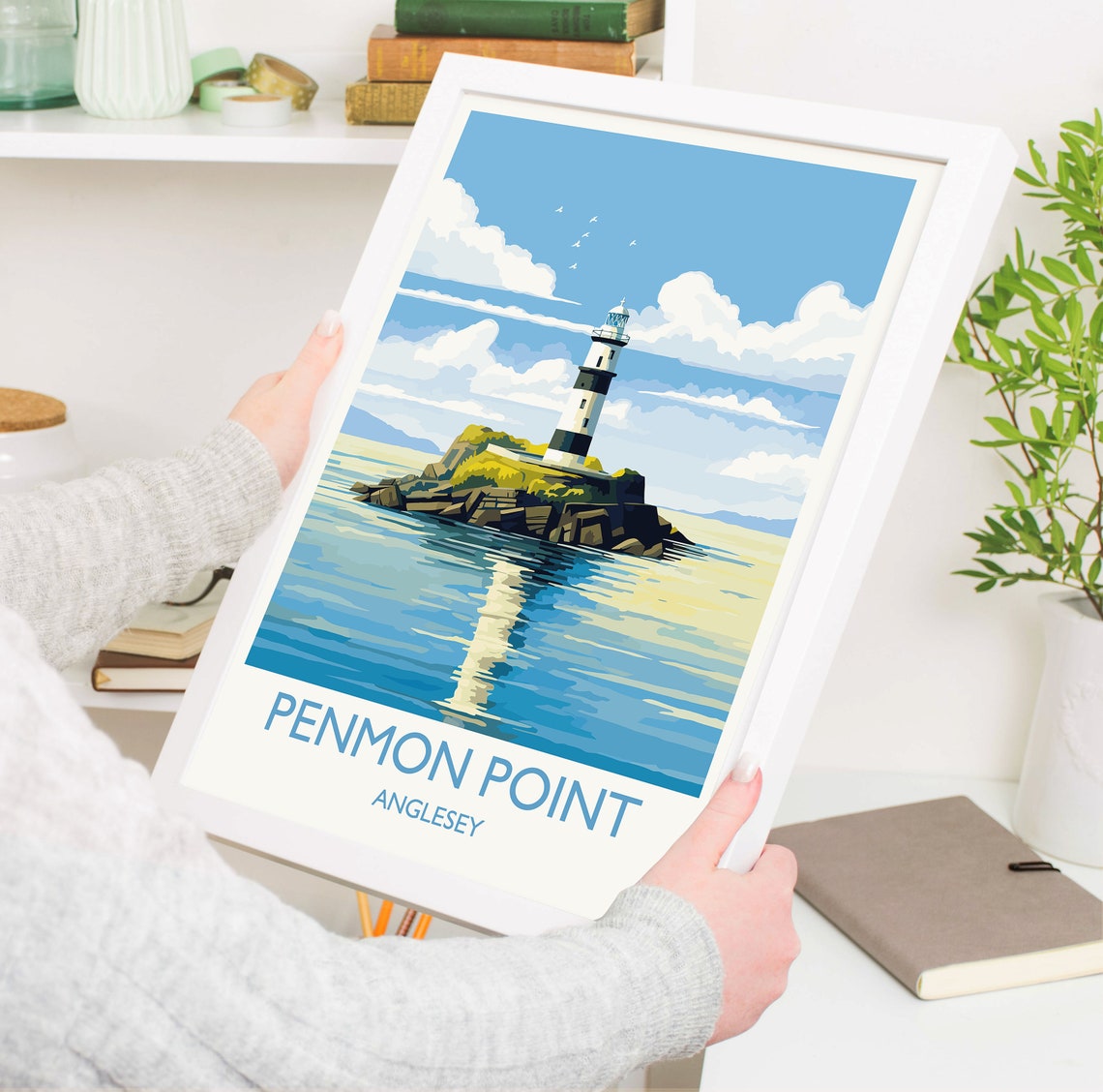 Penmon Point Anglesey Wales Lighthouse Island Seascape Art Poster - Image 5