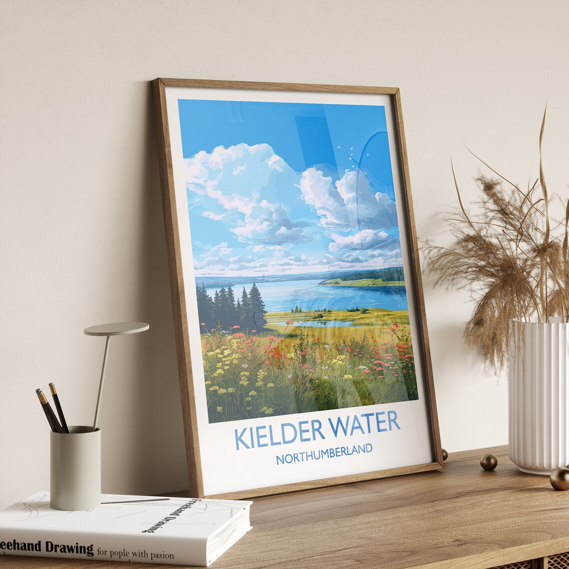 Kielder Water Northumberland Reservoir Meadow Wildflowers Poster - Image 3