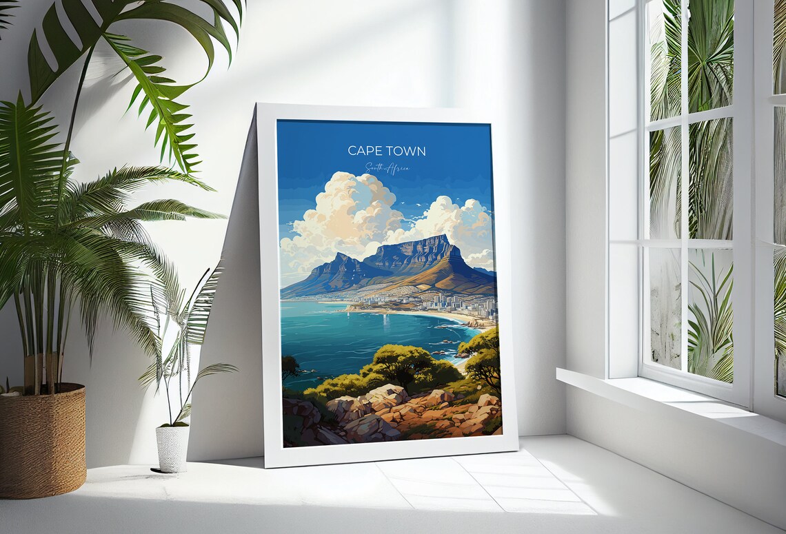 Cape Town Travel Poster Travel Print Of Cape Town Cape Town Art Lovers Gift South Africa Gift Wall Art Print - Image 3
