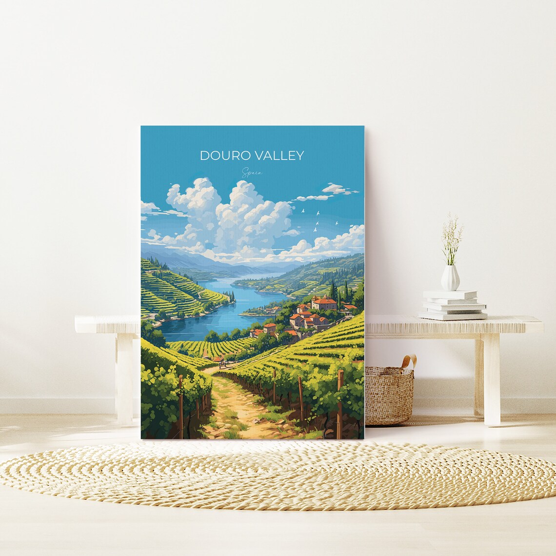 Douro Valley Spain Terraced Vineyards River Village Travel Poster Gift - Image 4