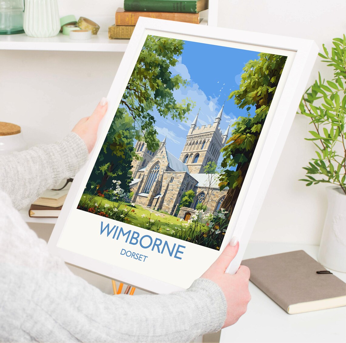 Wimborne England Travel Poster, Dorset Minster - Image 3