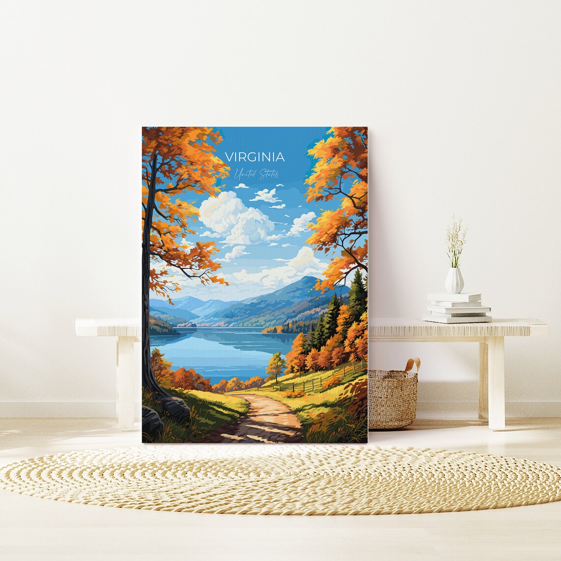 Virginia Autumn Travel Poster Art Print, USA Gift - Image 3