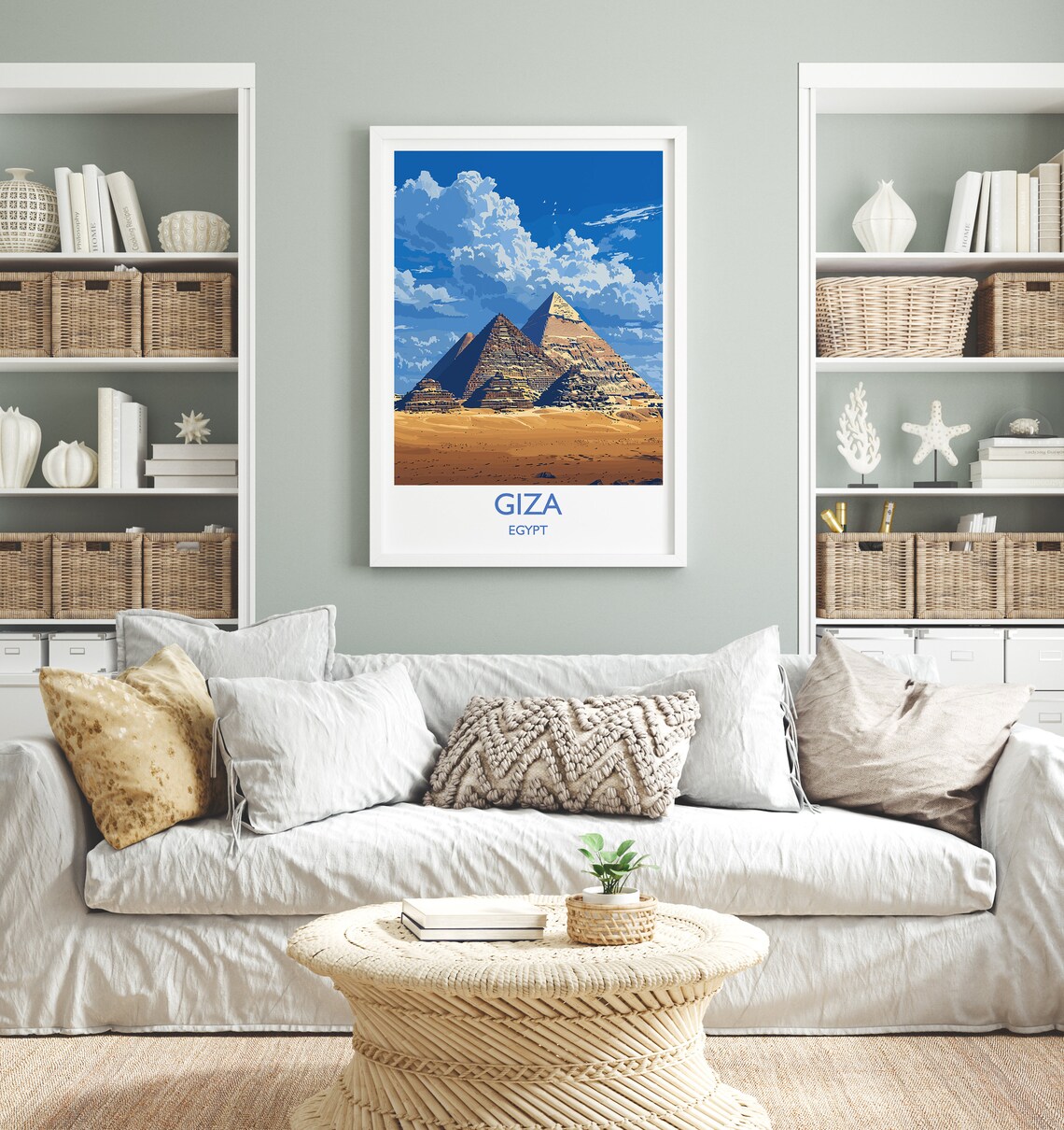 Giza Egypt Pyramids Golden Desert Sky Vintage Art Travel Poster - Image 4