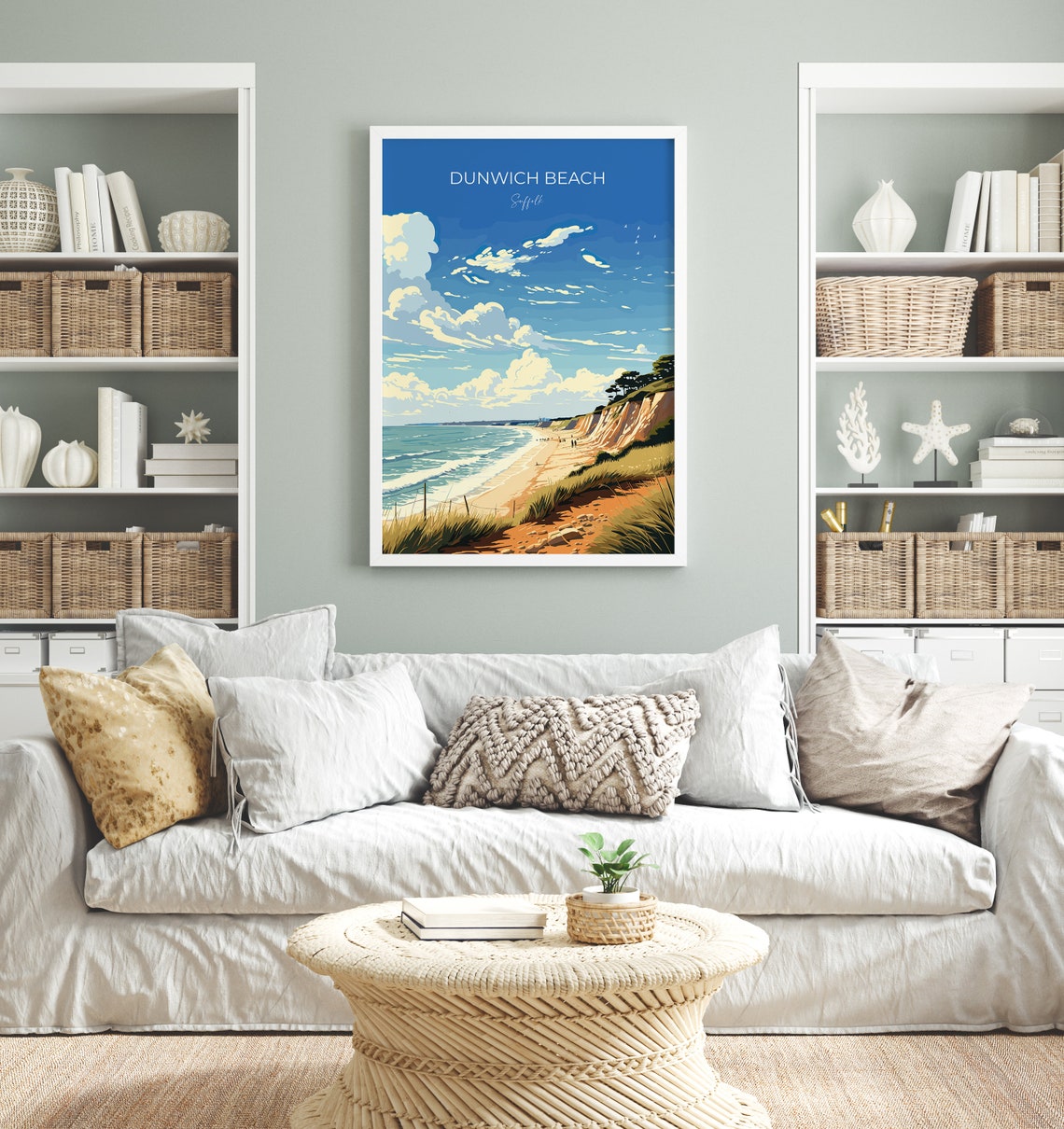 Dunwich Beach Suffolk Red Cliffs Sandy Shore Coast Travel Poster - Image 2