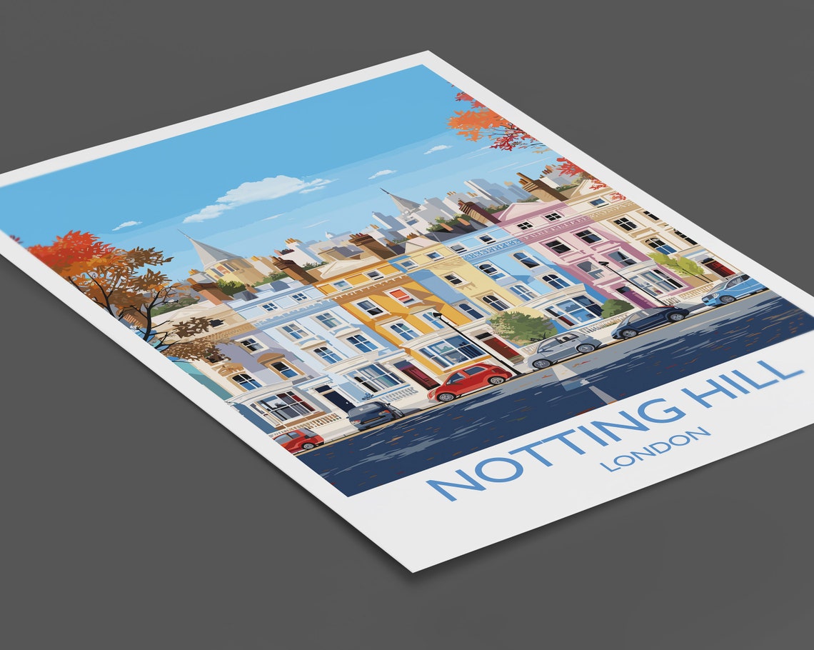 Notting Hill Travel Print Travel Poster Of Notting Hill London Poster Notting Hill Gift Notting Hill Art London Art Uk Travel Gift - Image 2