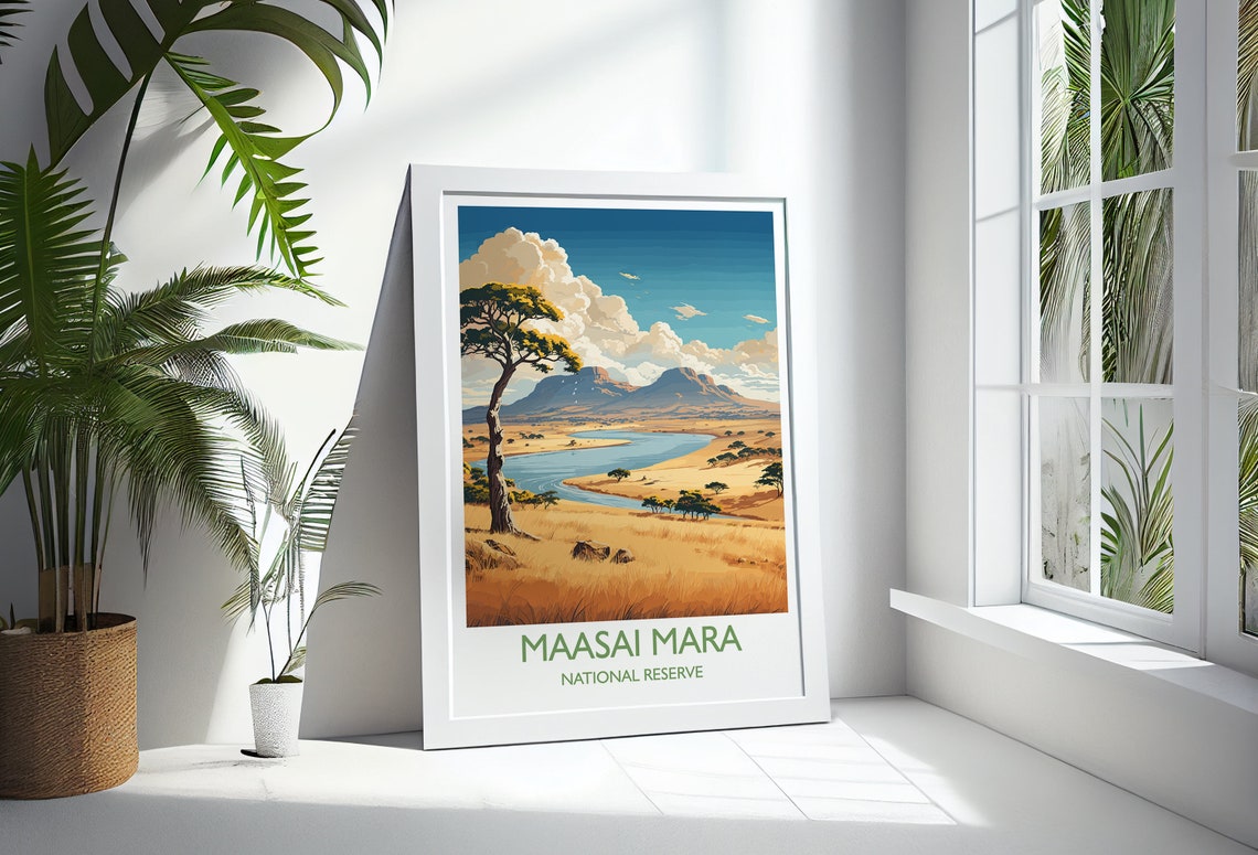 Maasai Mara Travel Poster Wall Art Travel Print Of Maasai Mara Kenya Gift Maasai Mara National Reserve Africa Art Gift - Image 3