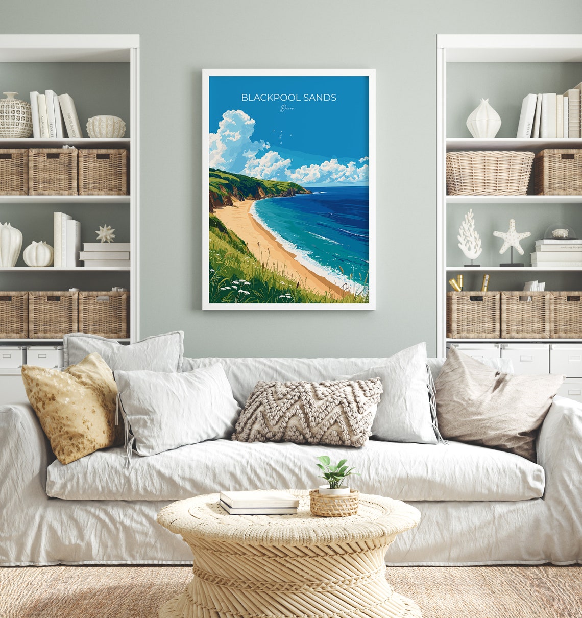 Blackpool Sands Devon Sunny Cove Cliffs Sparkling Sea Poster - Image 4