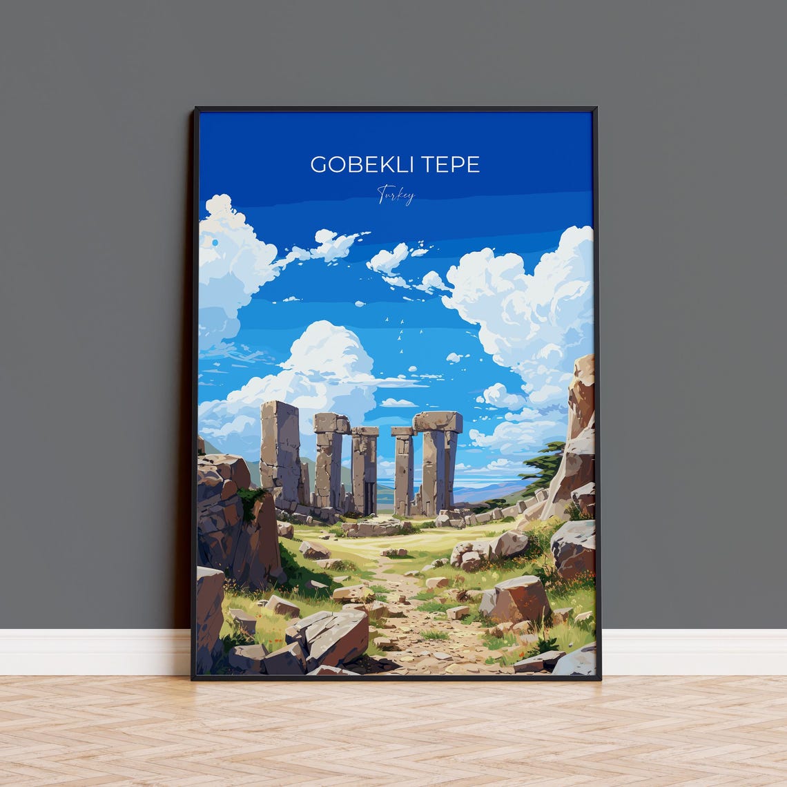 Gobekli Tepe Turkey Prehistoric Stone Ruins Under a Blue Sky Poster