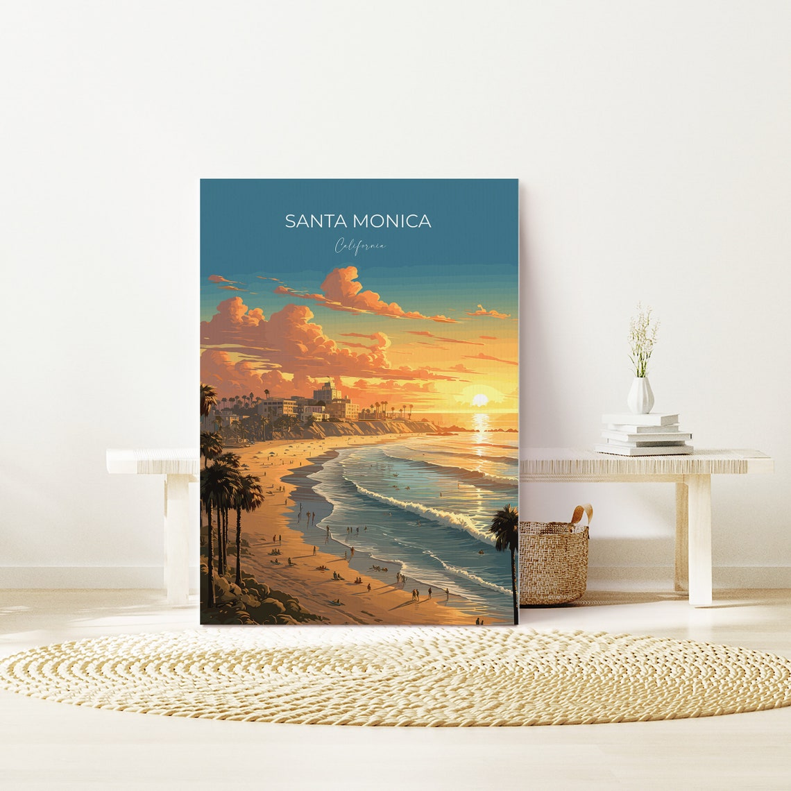 Santa Monica Travel Print Travel Poster Of Santa Monica California Santa Monica Art Lovers Gift Usa Gift Wall Art Print - Image 2