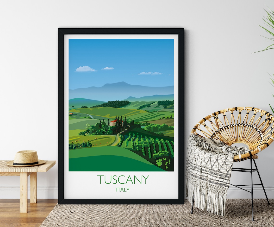 Tuscany Travel Poster, Italy Travel Print