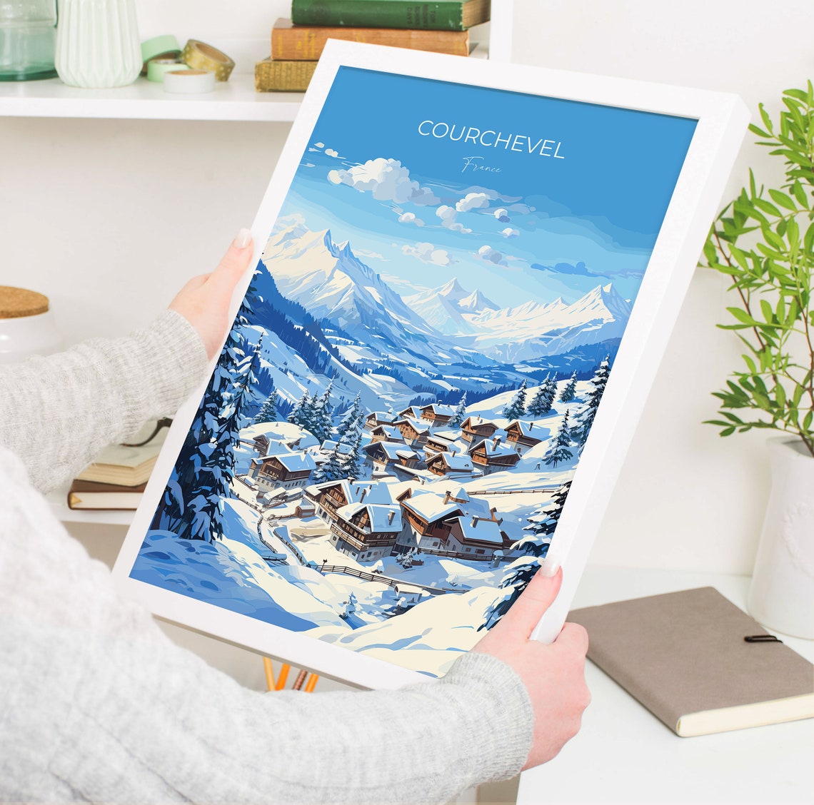 Courchevel France Alpine Ski Resort Chalets Mountain Sunset Poster - Image 5