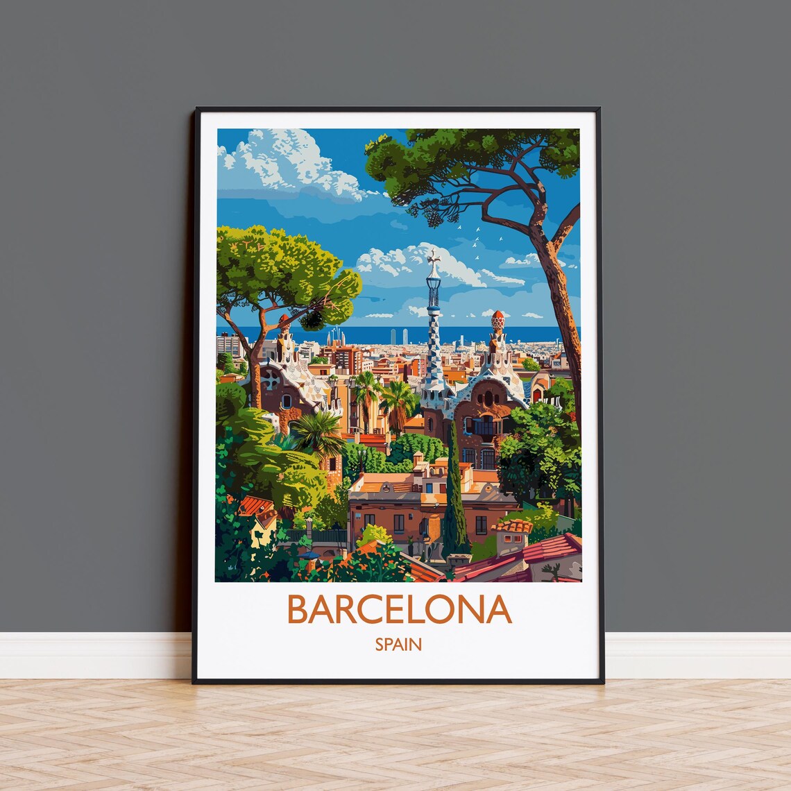 Barcelona Travel Poster, Spain Travel Wall Art