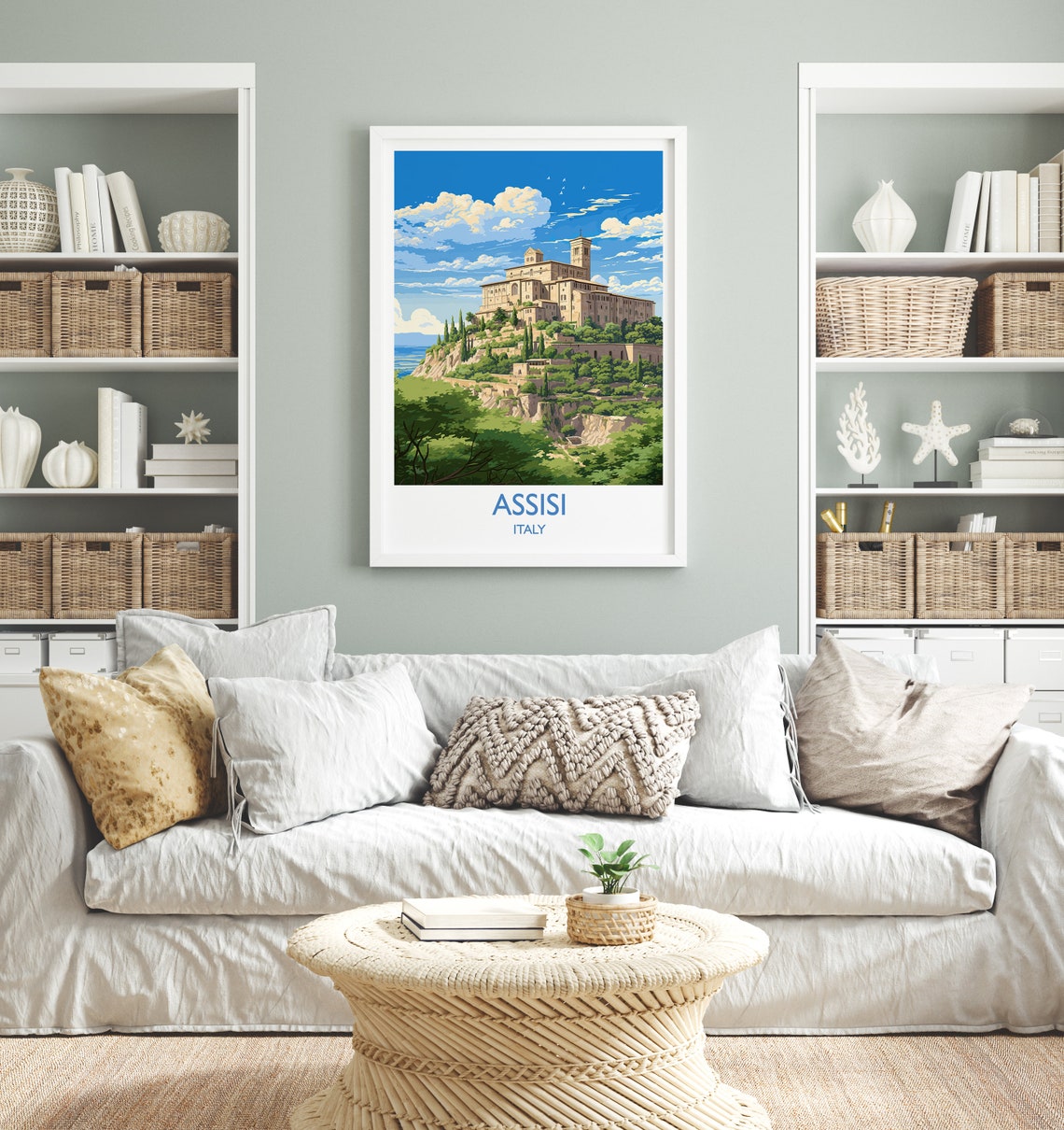 Assisi Italy St Francis Basilica Hilltop Stone Town Travel Poster - Image 4