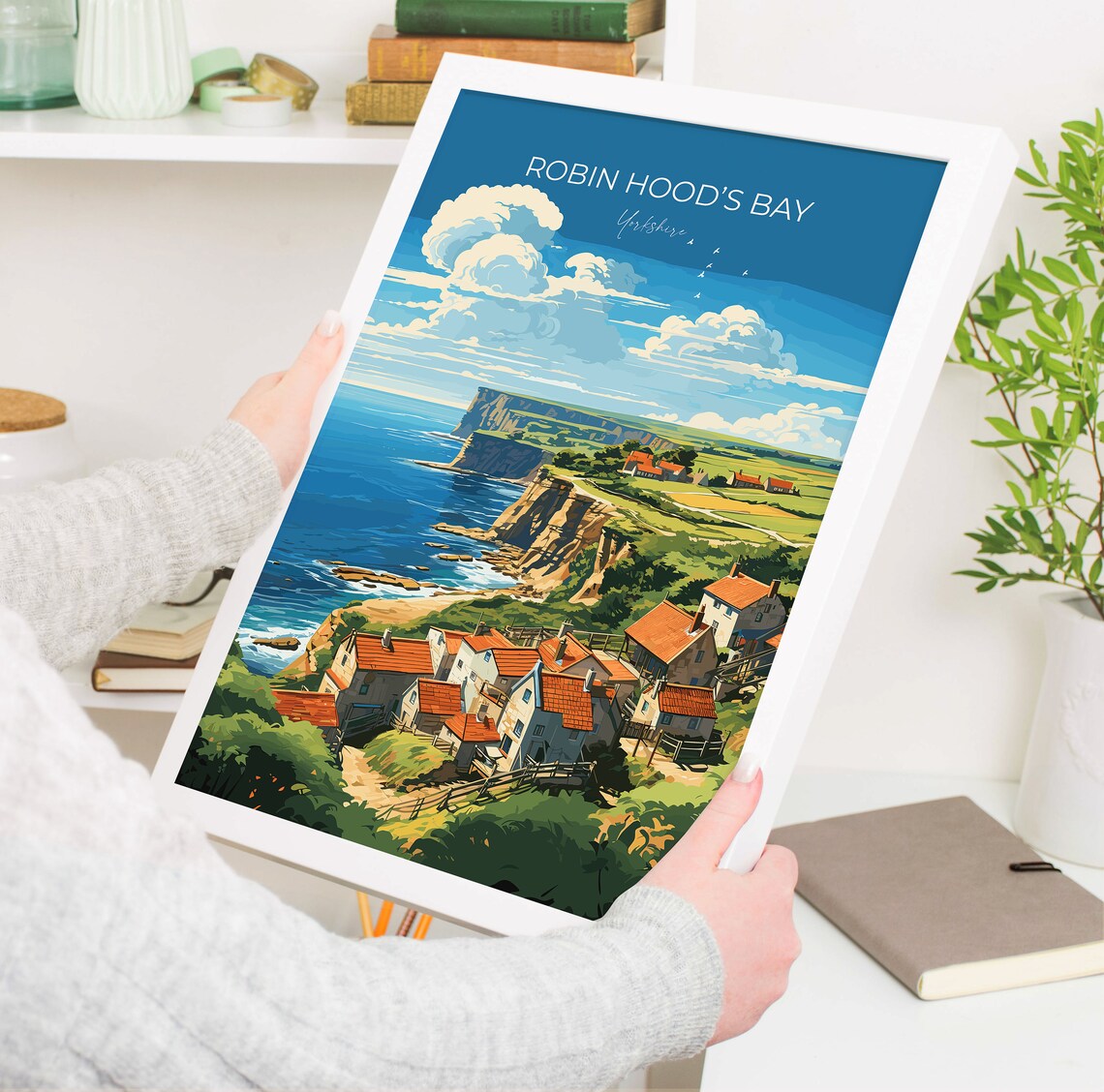 Robin Hoods Bay Yorkshire Cliffs Fishing Village Coastal Travel Poster - Image 5