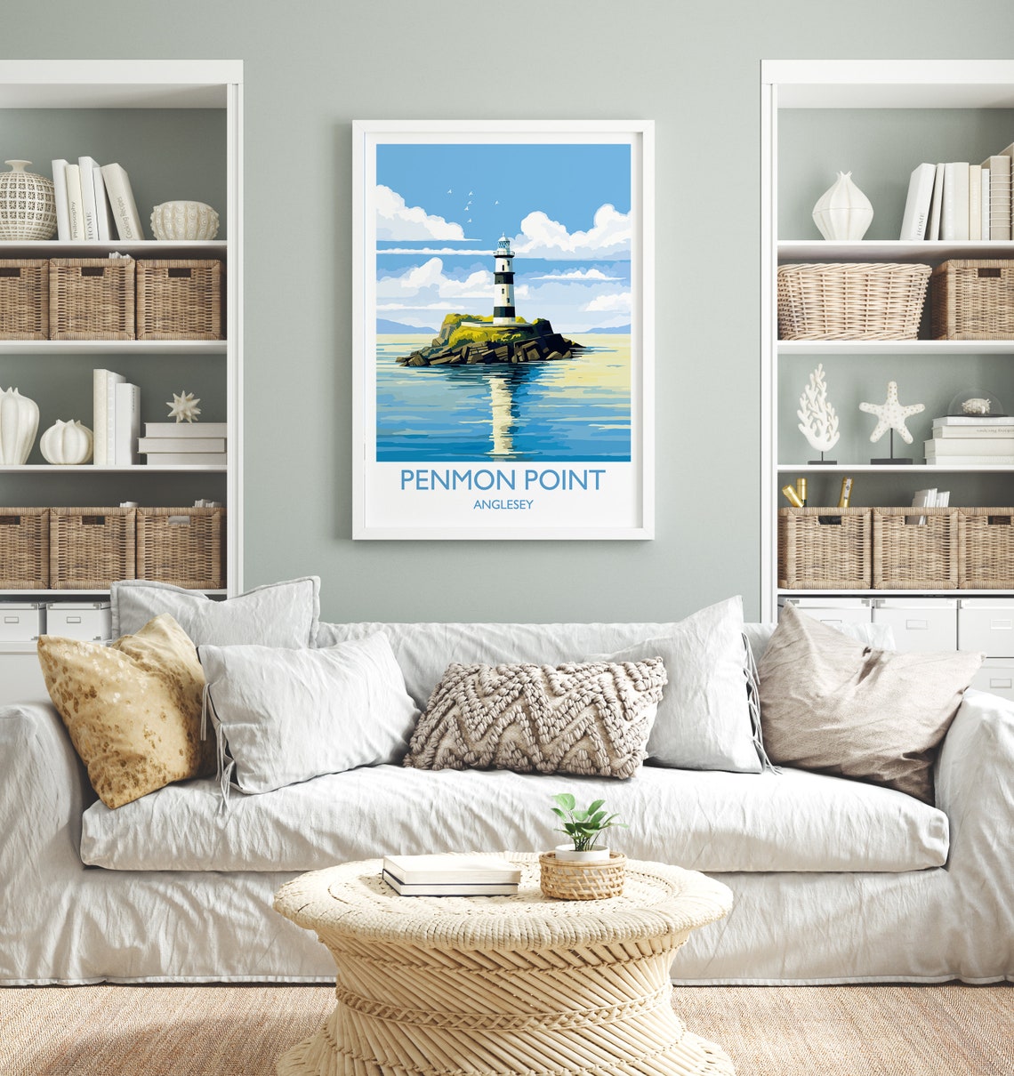 Penmon Point Anglesey Wales Lighthouse Island Seascape Art Poster - Image 4