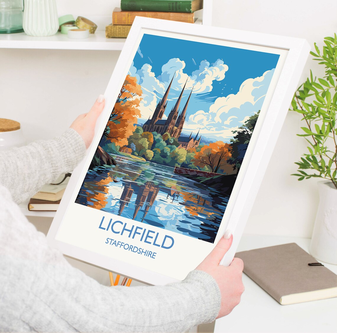 Lichfield Travel Poster, Staffordshire England Art Print - Image 3