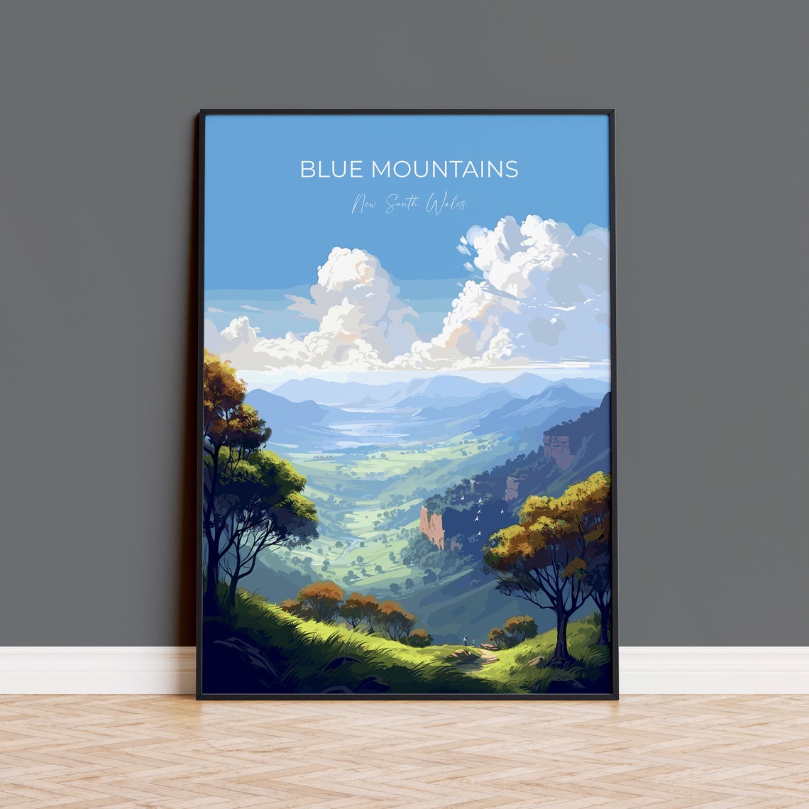 Blue Mountains New South Wales Eucalyptus Valley View Travel Poster