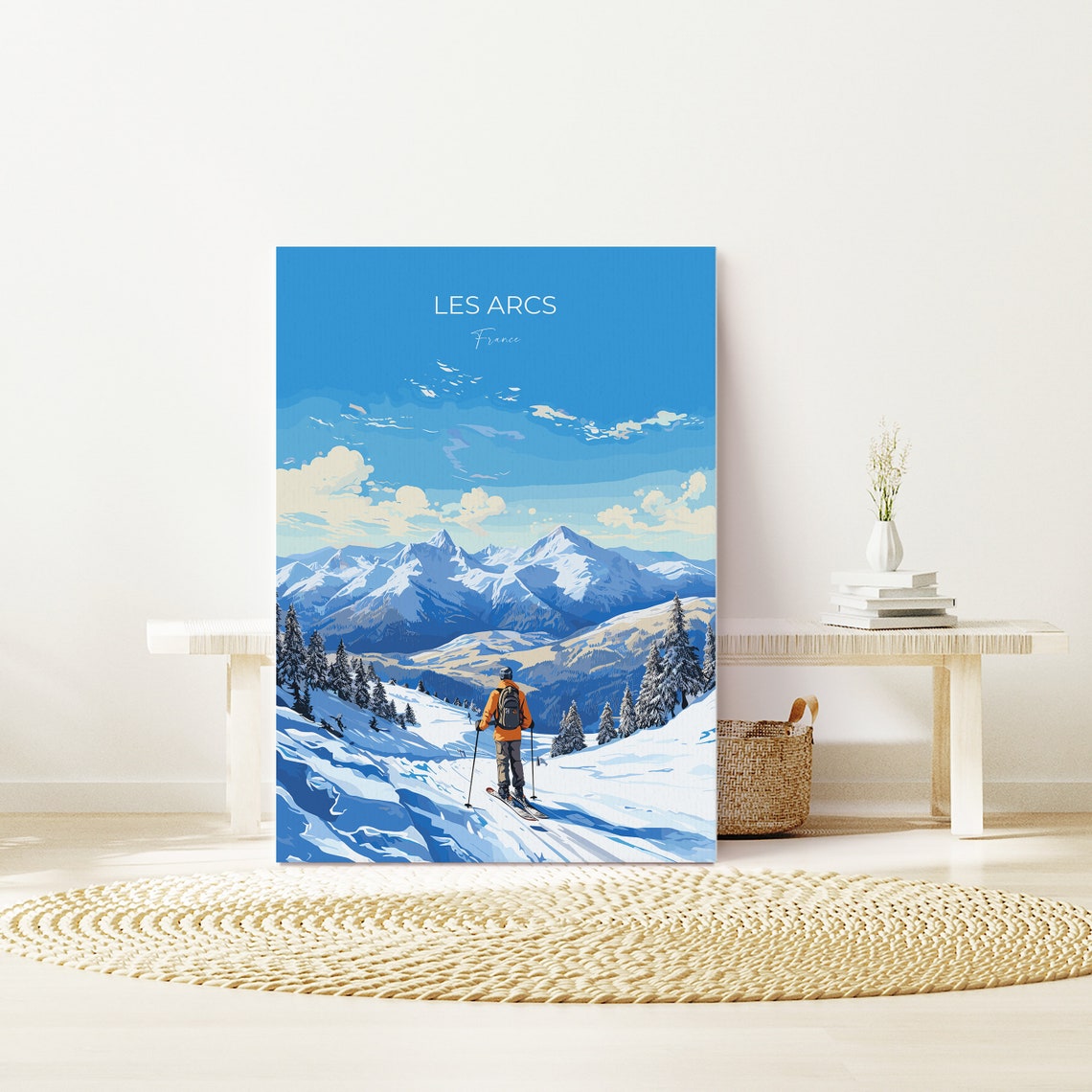 Les Arcs Wall Art Travel Poster Travel Print Of Les Arcs Ski Poster Les Arcs Art Gift France Ski Art Travel Gift - Image 3