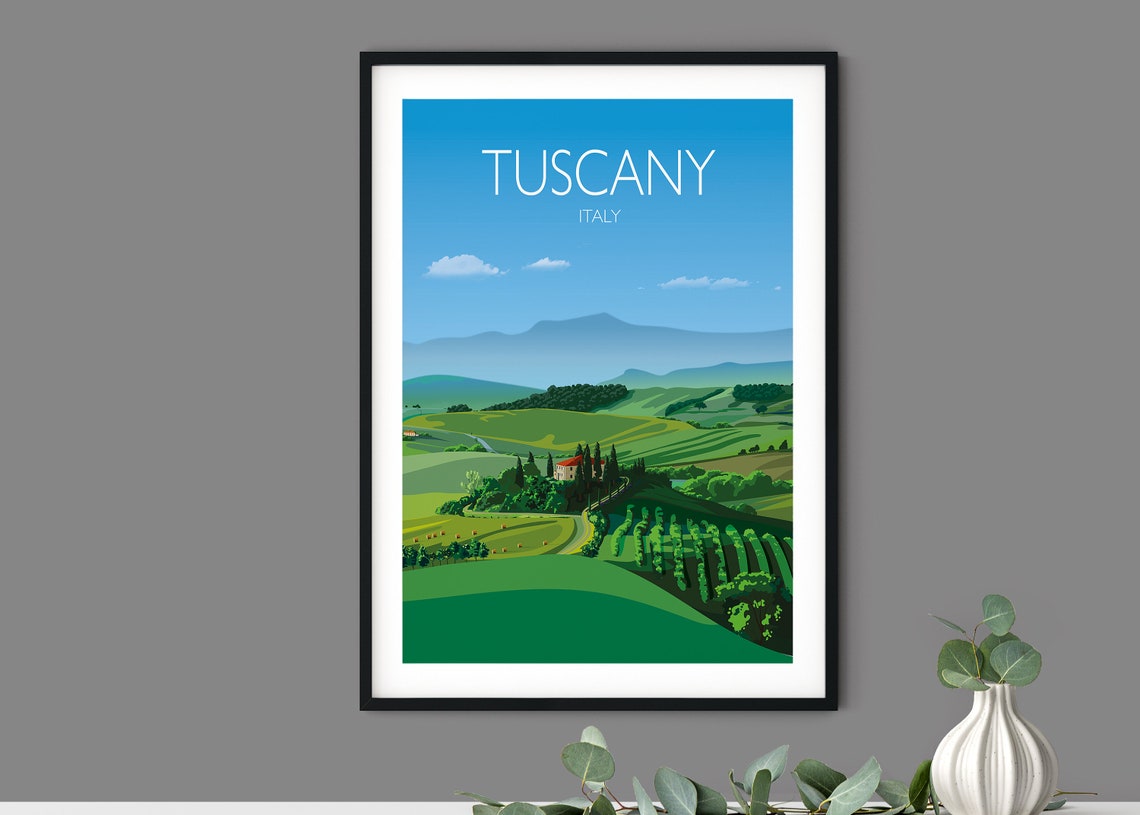 Travel Poster Of Tuscany Travel Print Of Tuscany Region Of Italy Italy Travel Poster Tuscany Landscape - Image 3
