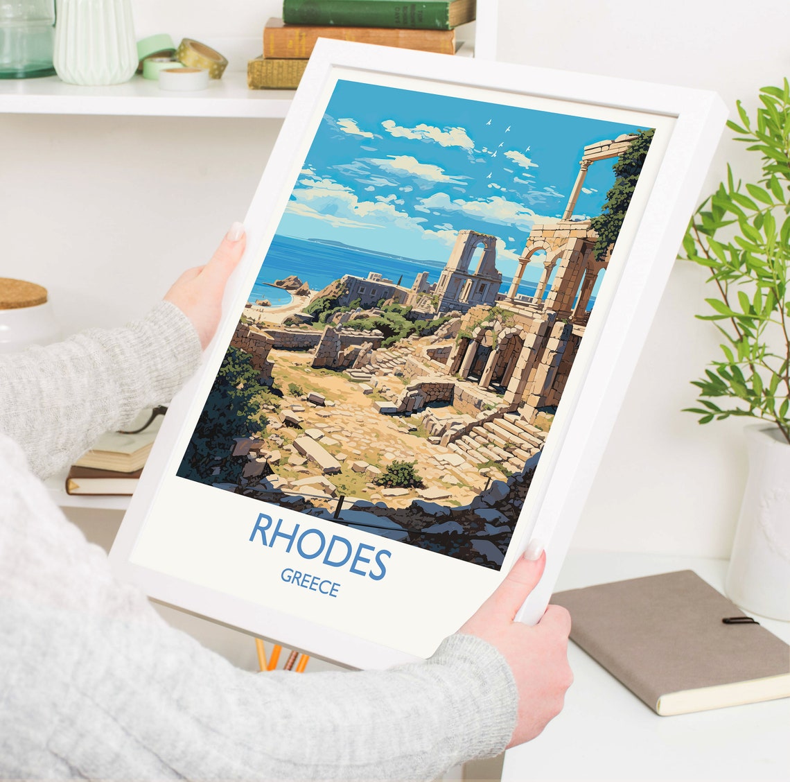 Rhodes Greece Ancient Ruins Arches Overlooking Sea Travel Poster - Image 5