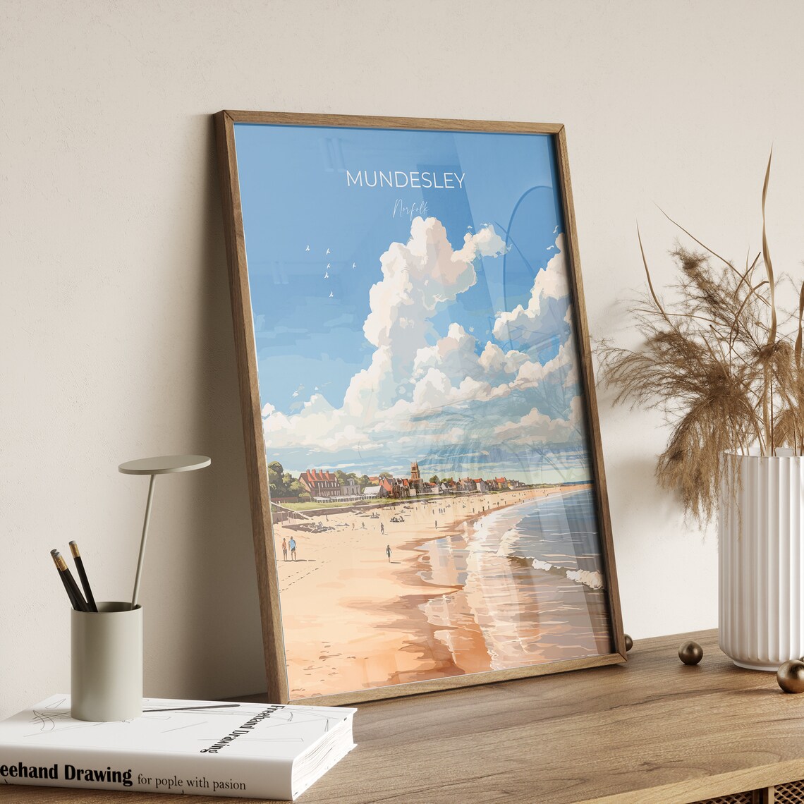 Mundesley Norfolk Wide Sandy Beach Town Coastal Travel Poster - Image 2