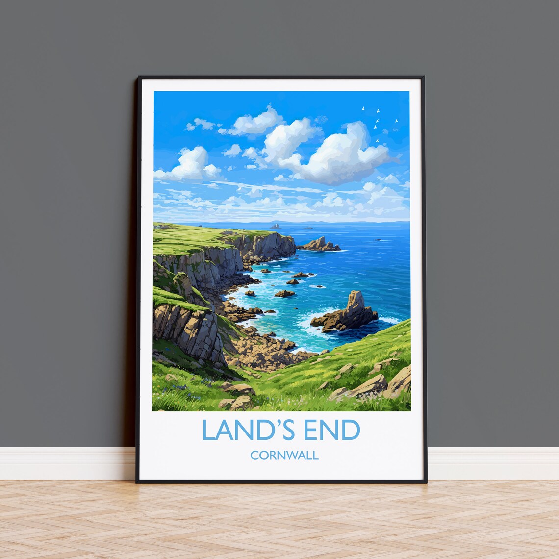 Lands End Travel Poster, Cornwall England Art Print