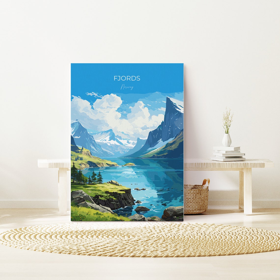 Fjords Travel Print Travel Poster Of Fjords Norway Poster Fjords Art Gift Norway Art Lovers Travel Gift - Image 2