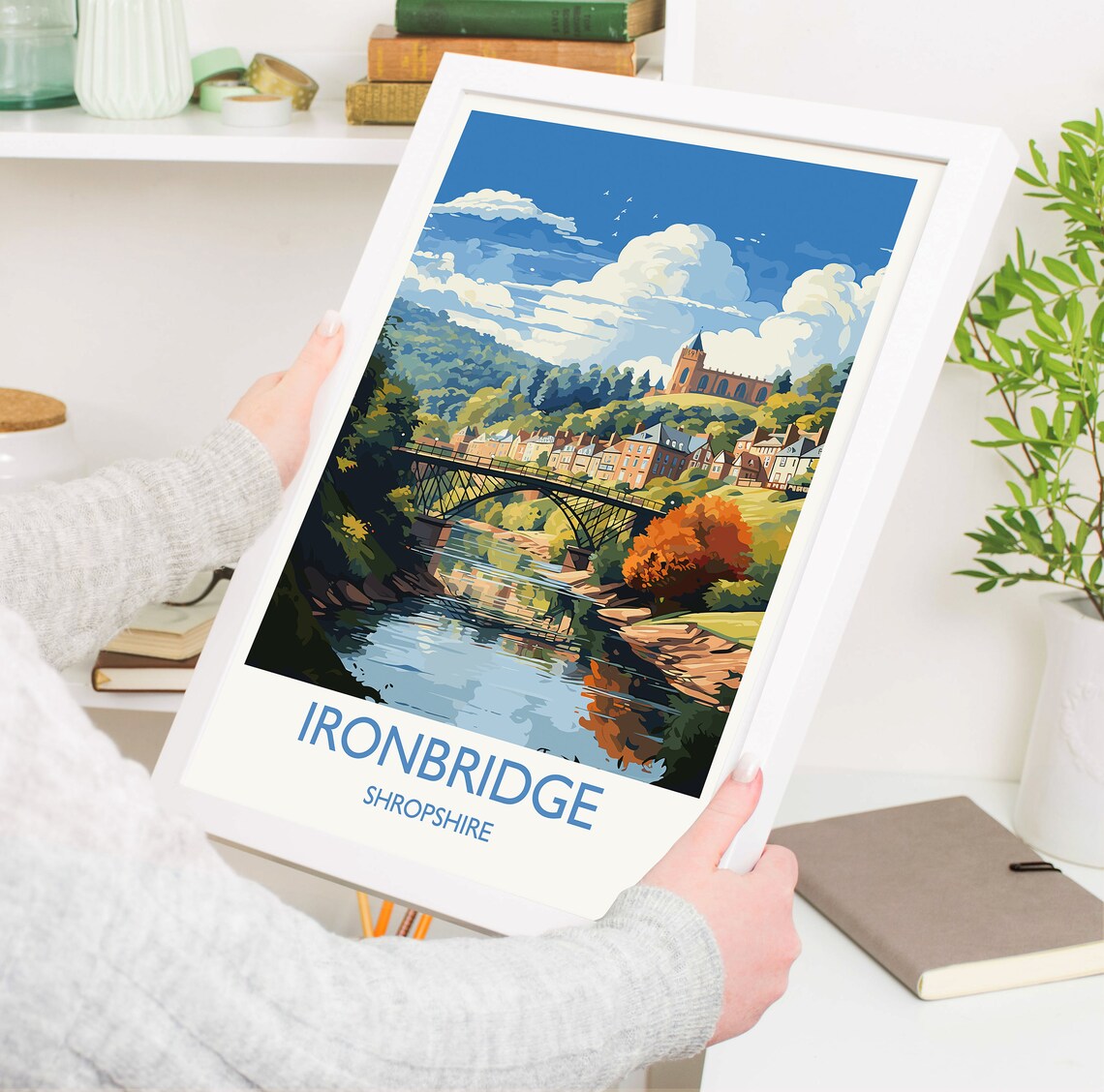 Ironbridge Shropshire Riverside Town Iron Bridge Vintage Poster - Image 5
