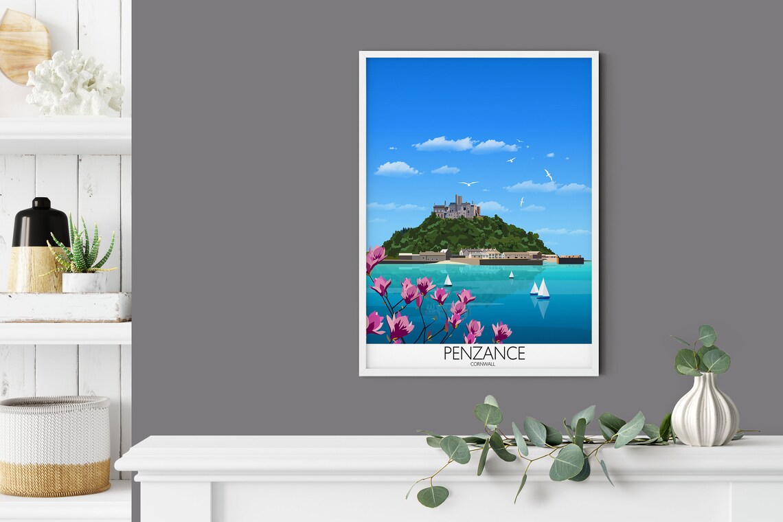 Penzance Travel Poster, Cornwall UK Travel Print - Image 2