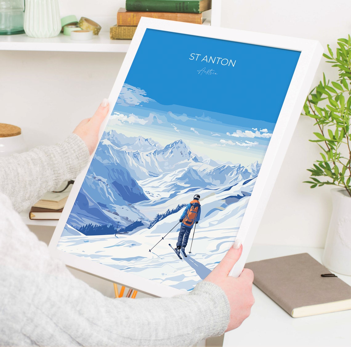 St Anton Wall Art Travel Poster Travel Print Of St Anton Ski Poster St Anton Art Lovers Gift Austria Ski Art Travel Gift - Image 5