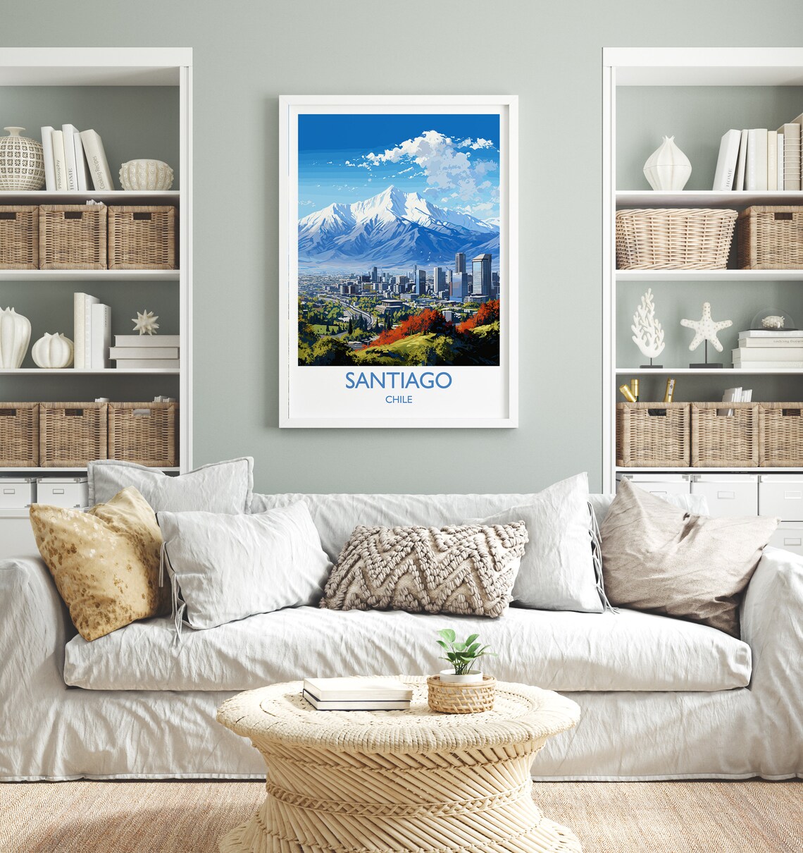 Santiago Chile Andes Snow Capped Peaks City Skyline Travel Poster - Image 4