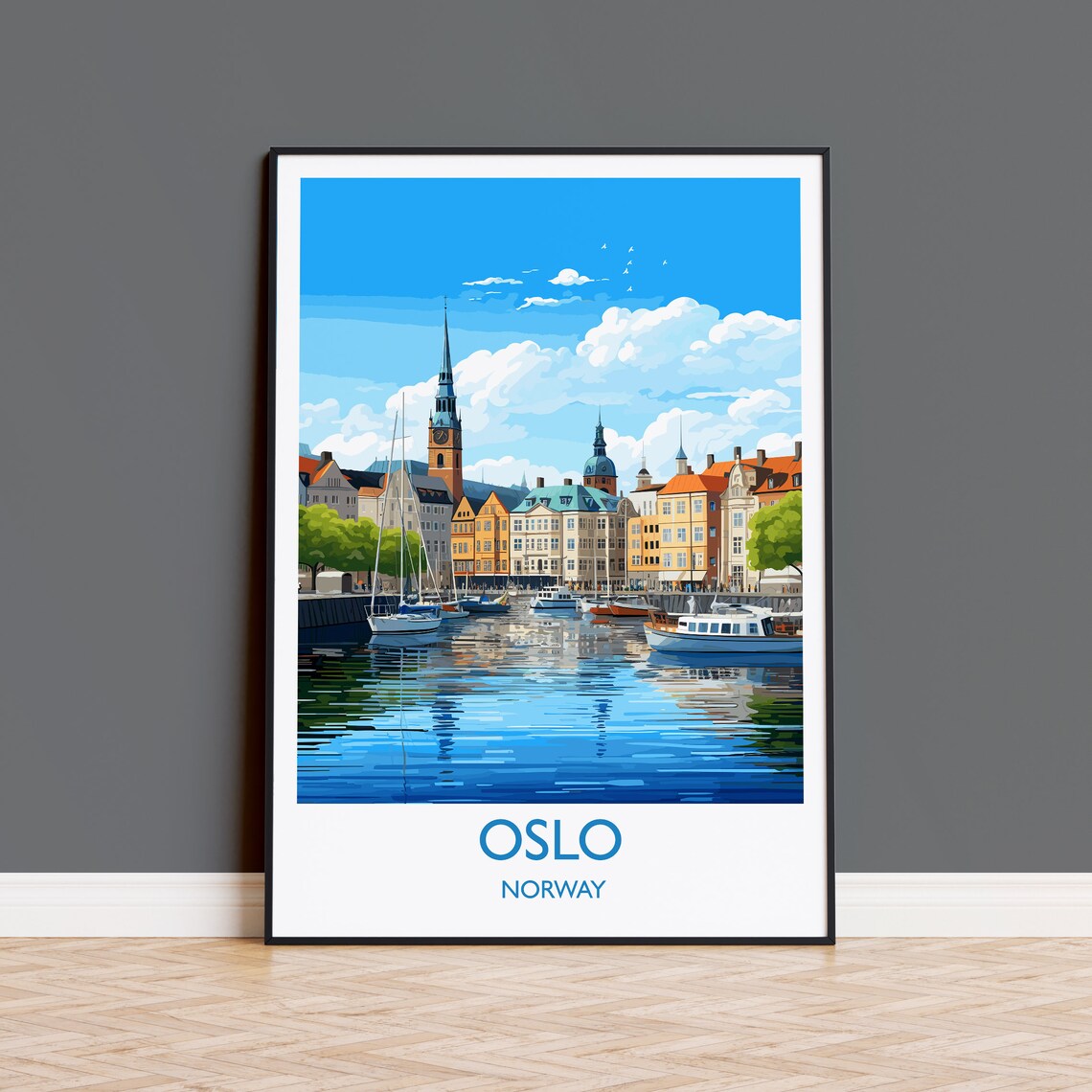 Oslo Travel Poster, Norway Wall Art Print