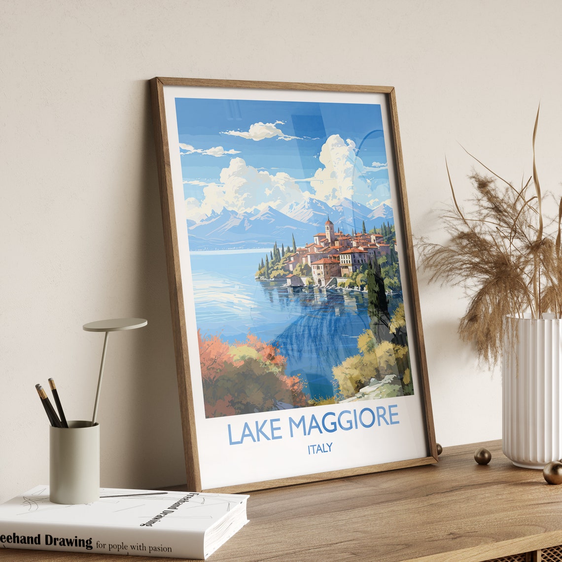 Lake Maggiore Travel Poster Wall Art Travel Print Of Lake Maggiore Lake Maggiore Art Lovers Gift Italy Italian Lakes Art Gift - Image 2