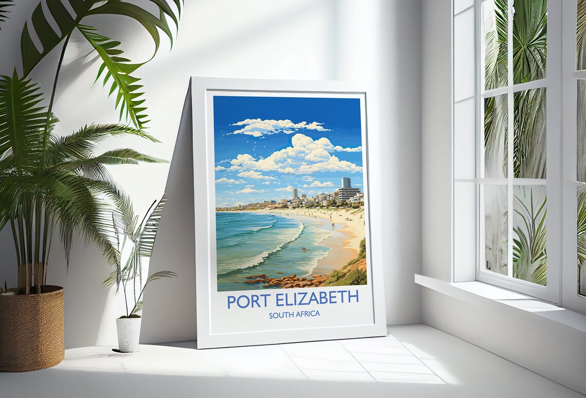 Port Elizabeth South Africa Sunny Beach Promenade Travel Poster - Image 3