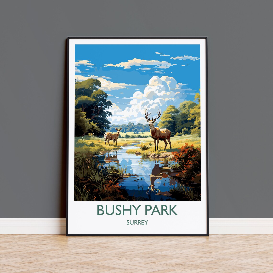 Bushy Park Travel Poster, Surrey London England