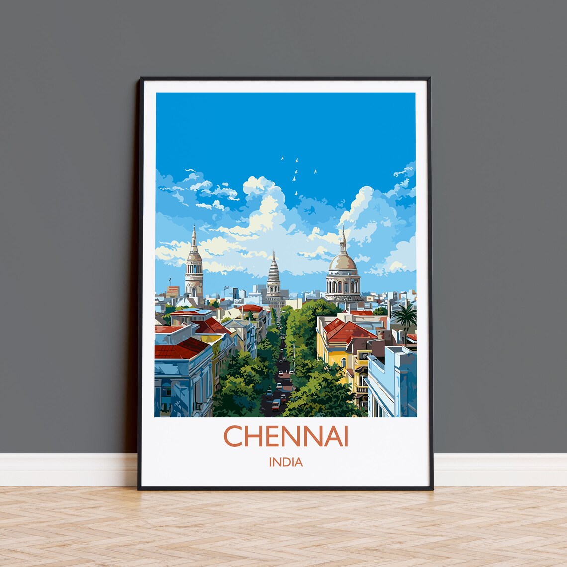 Chennai Travel Poster, India Wall Art Print